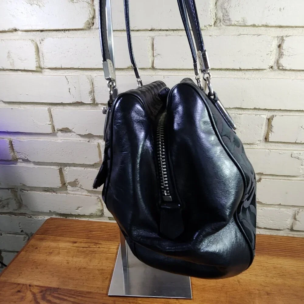 Coach Madeline Black Signature C's Satchel Handbag Purse C